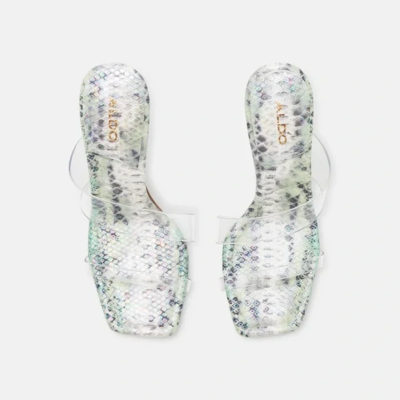 Aldo Green Snakeskin Lucite Aderra Heels - Picture 6 of 6